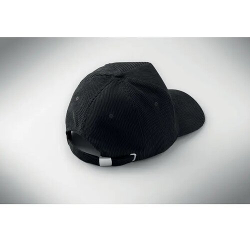 5 panelen corduroy baseballcap Wale Zwart