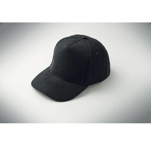 5 panelen corduroy baseballcap Wale Zwart