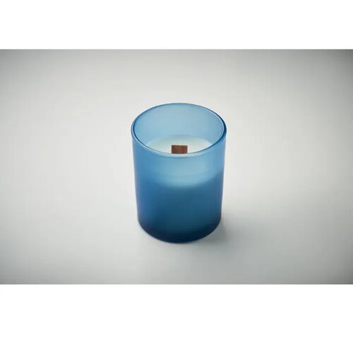 Plantaardige waskaars 80gr Kivas wood blauw