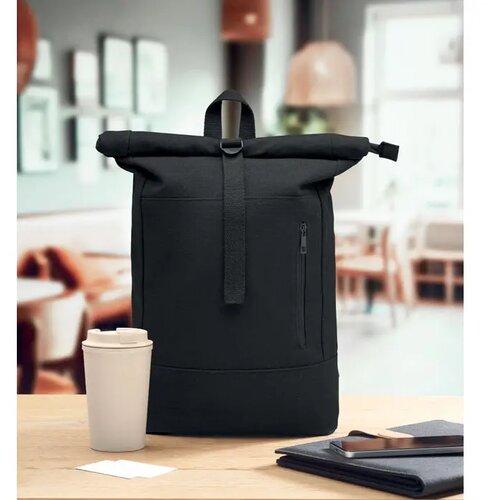 Rolltop 15 inch laptop rugzak Koper roll zwart