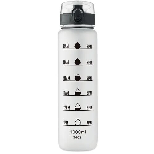 Sportwaterfles rpet 1l Isforden mark transparant wit