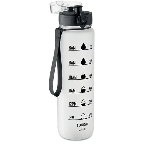 Sportwaterfles rpet 1l Isforden mark transparant wit