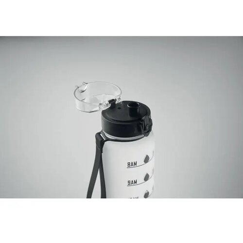 Sportwaterfles rpet 1l Isforden mark transparant wit