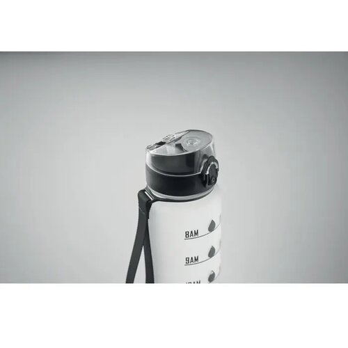 Sportwaterfles rpet 1l Isforden mark transparant wit