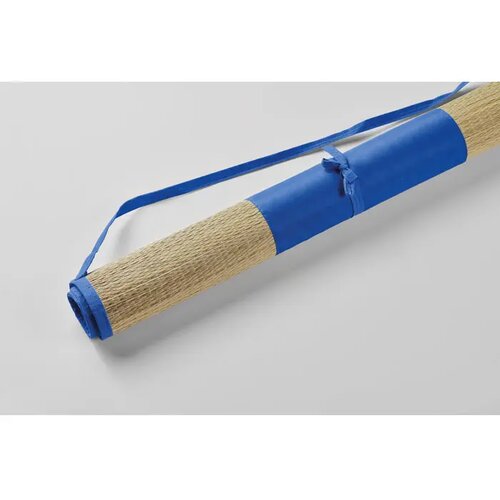 Strandmat van natuurlijk stro Rafia royal blauw