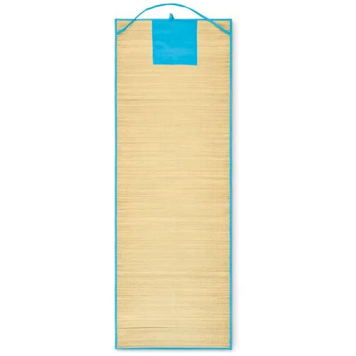 Strandmat van natuurlijk stro Rafia turquoise