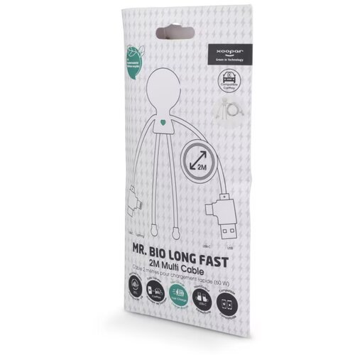 2092 - Xoopar Mr Bio Long 60 W PD Multi Oplaadkabel 2 Meter wit