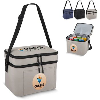 600D gerecycled PET koeltas met twee vakken Blauw