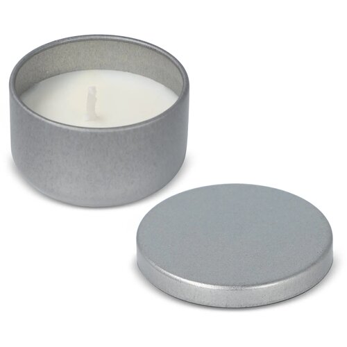 Asana plantaardige kaars in gerecycled blik zilver