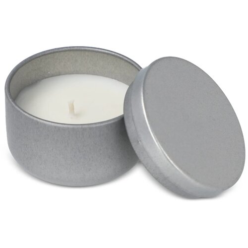 Asana plantaardige kaars in gerecycled blik zilver