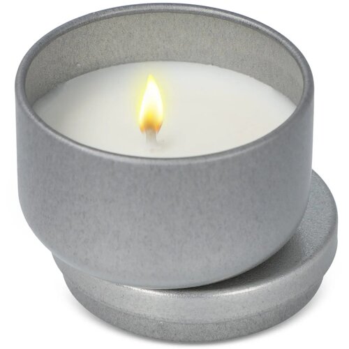 Asana plantaardige kaars in gerecycled blik zilver