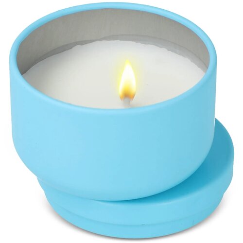 Asana plantaardige kaars in gerecycled blik lichtblauw