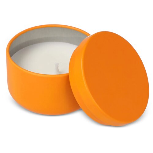 Asana plantaardige kaars in gerecycled blik oranje