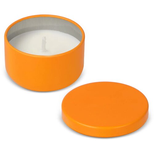 Asana plantaardige kaars in gerecycled blik oranje