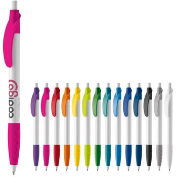 Balpen Cosmo grip hardcolour wit / rood