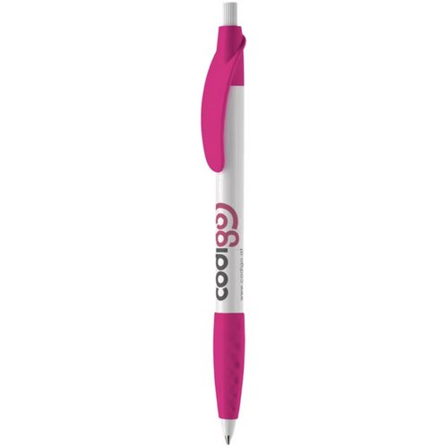 Balpen Cosmo grip hardcolour wit / roze