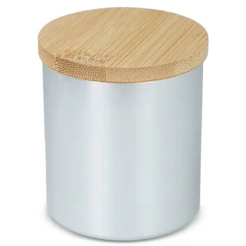 Bhakti plantaardige geurkaars in gerecycled aluminium potje zilver