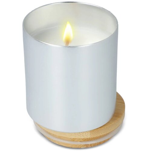 Bhakti plantaardige geurkaars in gerecycled aluminium potje zilver