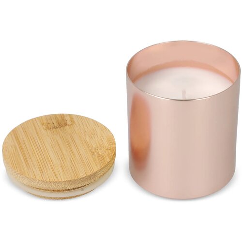 Bhakti plantaardige geurkaars in gerecycled aluminium potje rose goud