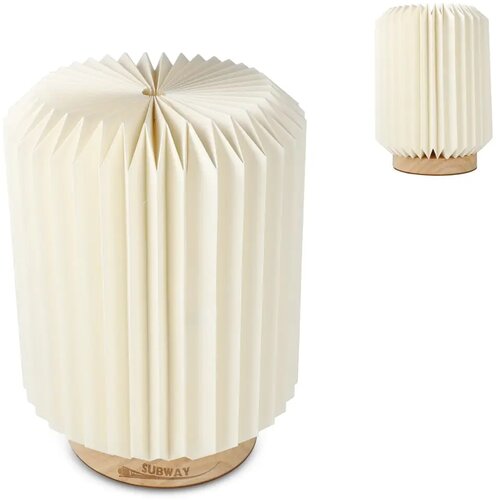 Coollux Aurora vouwbare LED papieren lamp op houten voet 22 cm