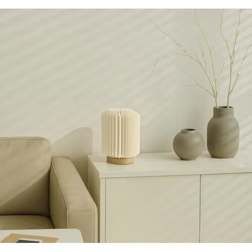 Coollux vouwbare papieren LED lamp Aurora op houten voet Naturel