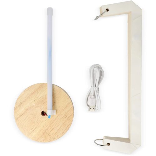 Coollux vouwbare papieren LED lamp Aurora Tall op houten voet, 32cm natuur
