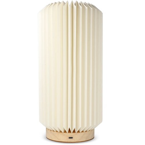 Coollux vouwbare papieren LED lamp Aurora Tall op houten voet, 32cm natuur