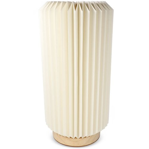 Coollux vouwbare papieren LED lamp Aurora Tall op houten voet, 32cm natuur