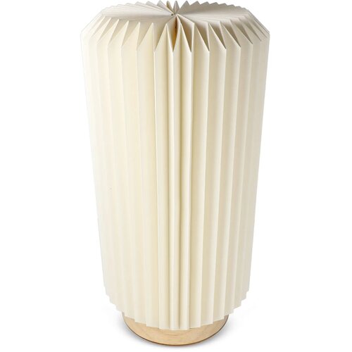 Coollux vouwbare papieren LED lamp Aurora Tall op houten voet, 32cm natuur