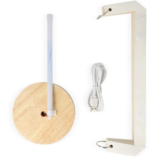 Coollux vouwbare papieren LED lamp Eos op houten voet, 25 cm (brievenbus doos) natuur