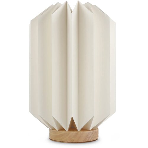 Coollux vouwbare papieren LED lamp Eos op houten voet, 25 cm (brievenbus doos) natuur