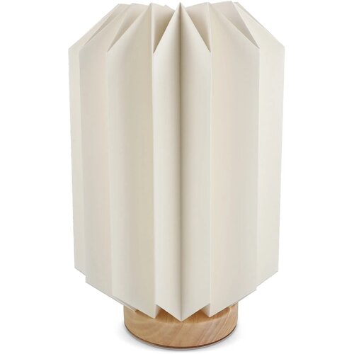 Coollux vouwbare papieren LED lamp Eos op houten voet, 25 cm (brievenbus doos) natuur