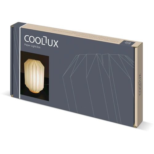 Coollux vouwbare papieren LED lamp Eos op houten voet, 25 cm (brievenbus doos) natuur