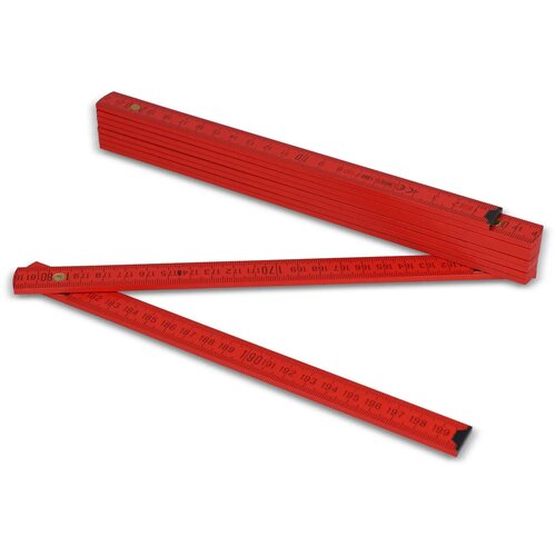 Duimstok hout 2m premium gekleurd rood