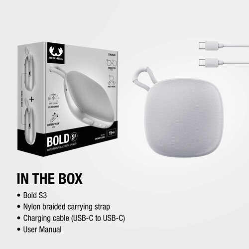 Fresh n Rebel Bold S3 Waterbestendige Bluetooth Speaker licht grijs