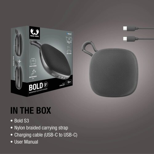 Fresh n Rebel Bold S3 Waterbestendige Bluetooth Speaker donker grijs