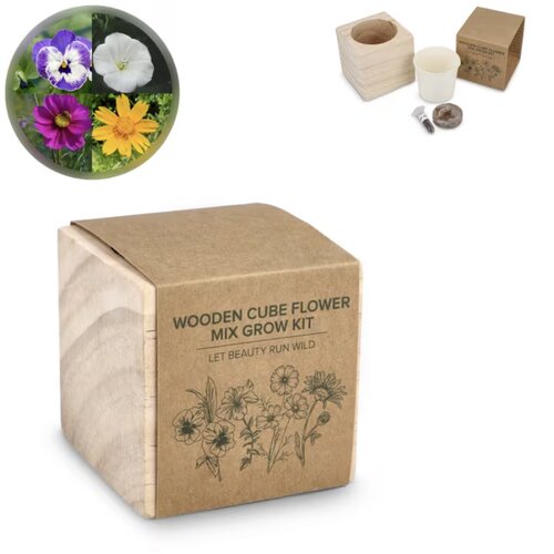 FSC Houten Plantenbak Set - Bloemenmix Naturel