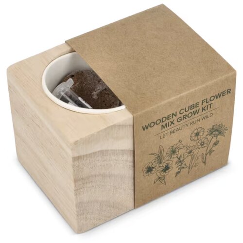 FSC Houten Plantenbak Set - Bloemenmix Naturel
