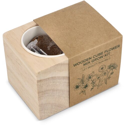 FSC Houten Plantenbak Set - Bloemenmix Naturel