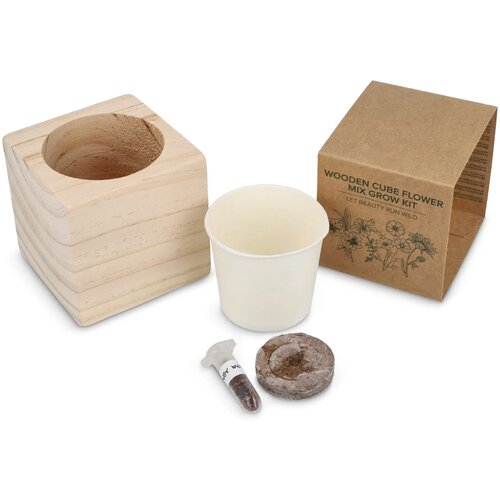 FSC Houten Plantenbak Set - Bloemenmix Naturel