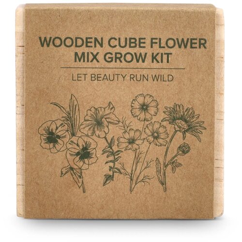 FSC Houten Plantenbak Set - Bloemenmix Naturel