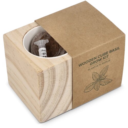 FSC Houten Plantenbak Set – Basilicum natuur
