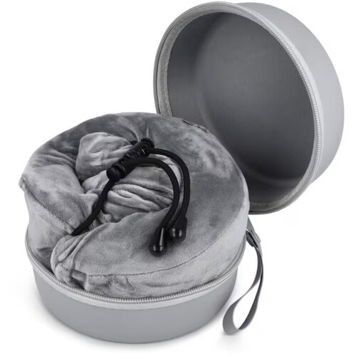 Gecontourde memory foam reiskussen met EVA-case grijs