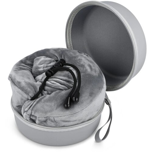 Gecontourde memory foam reiskussen met EVA-case grijs