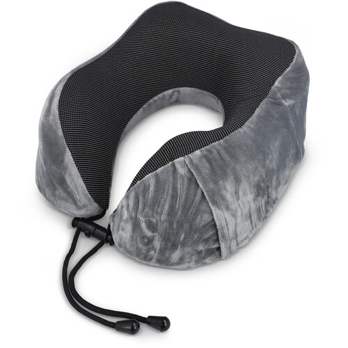 Gecontourde memory foam reiskussen met EVA-case grijs