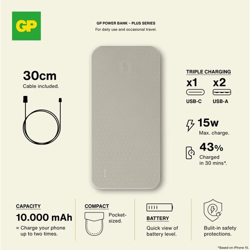 GP B+ Series Powerbank 10000 mAh beige