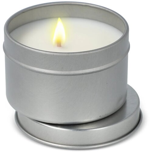Kirtan plantaardige geurkaars in groot gerecycled blik zilver
