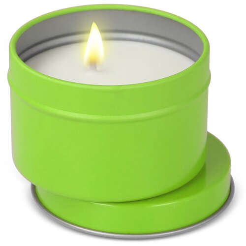 Kirtan plantaardige geurkaars in groot gerecycled blik lichtgroen