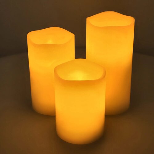 Koselys 3-delige set LED-waxkaarsen Ecru