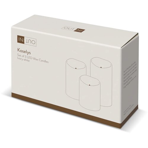 Koselys 3-delige set LED-waxkaarsen Ecru